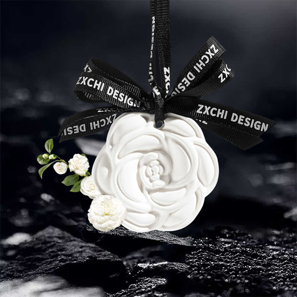 Plaster fragrance disks, car air freshener wax melts, camellia flower hanging design