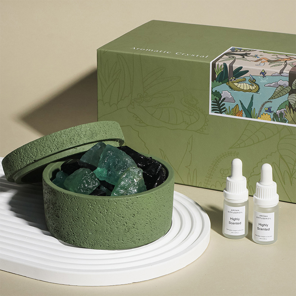 Icelandic Tundra Natural Aromatherapy Crystal Stone Diffuser Set – Flameless Essential Oil Gift Box