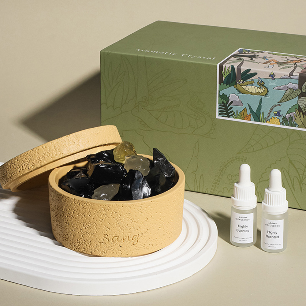 Icelandic Tundra Natural Aromatherapy Crystal Stone Diffuser Set – Flameless Essential Oil Gift Box