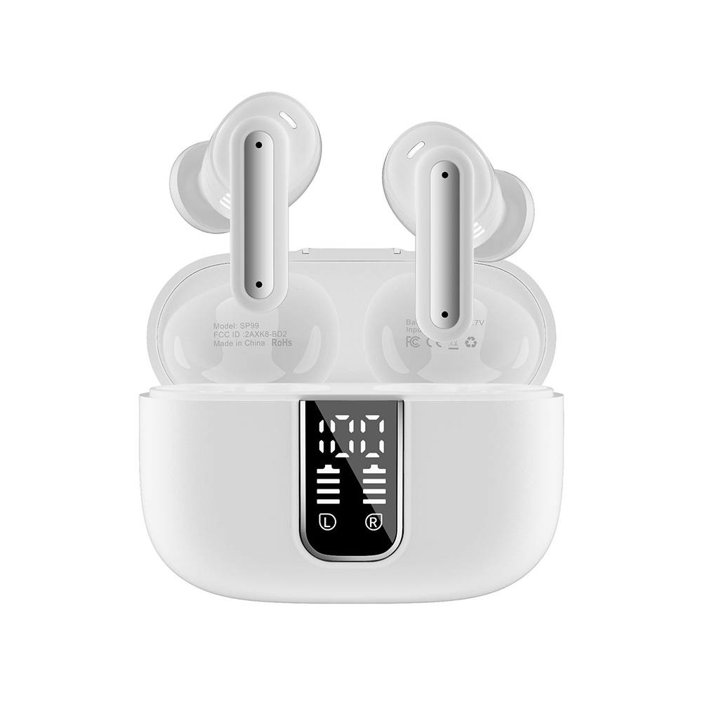 SP99 Bluetooth Earbuds with Digital Display, Noise-Cancelling, and Long Battery Life