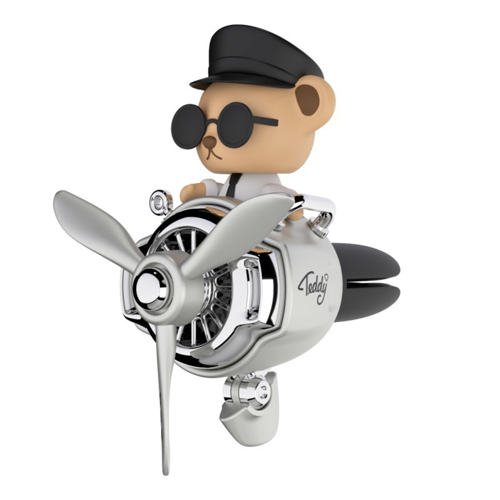 Car air freshener: small airplane and black bear with a bobbing head, designed for the air vent