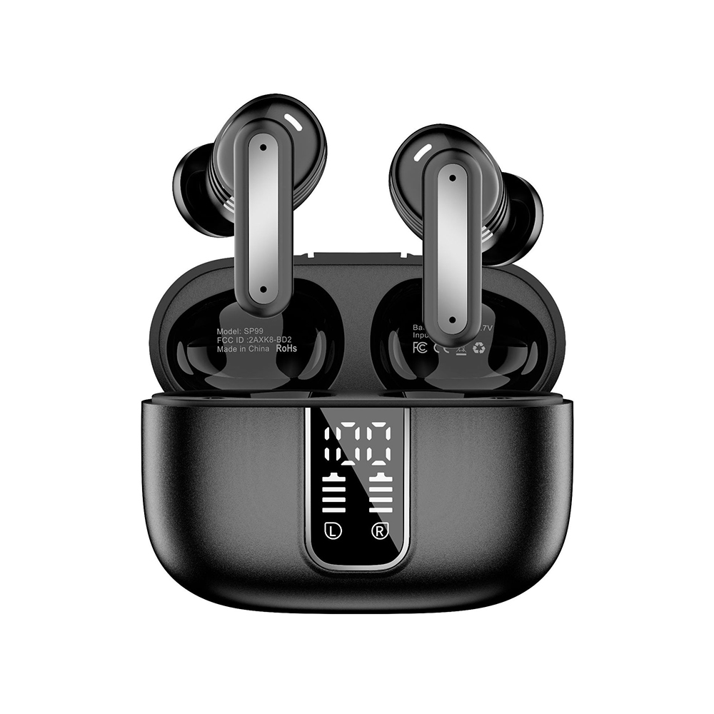 SP99 Bluetooth Earbuds with Digital Display, Noise-Cancelling, and Long Battery Life